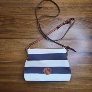 Dooney & Bourke Sullivan Stripe Crossbody Navy White + Vacchetta Strap, Like New